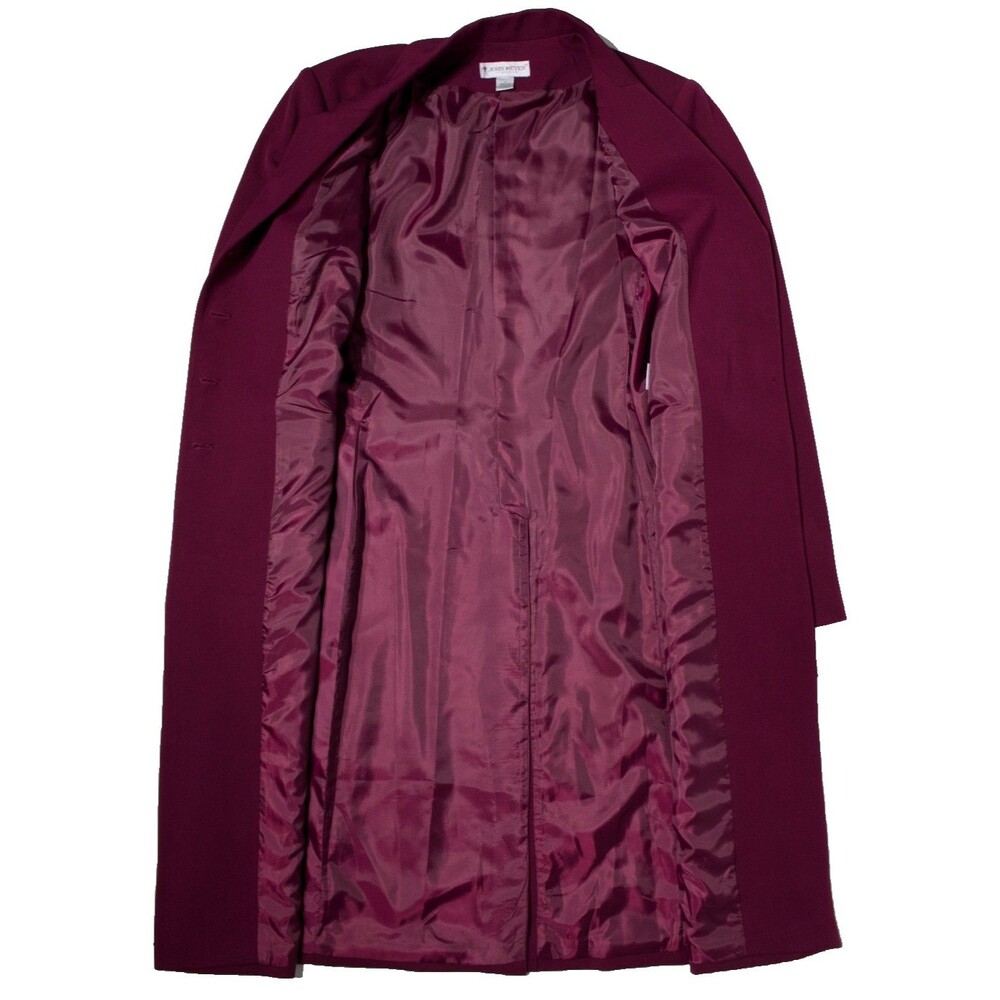 NWT John Meyer of Norwich Long Duster Light Coat Red Wine Stretch Women Size 14 - Picture 3 of 16